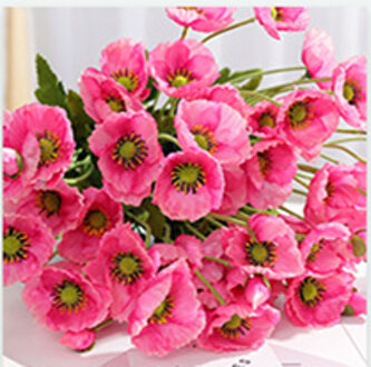 4 Heads/Tak Poppy Zijde Kunstbloemen Partij Decoratie Bloemstuk Bruidsmeisje Boeketten Lange Stem Voor Home Decor roos rood