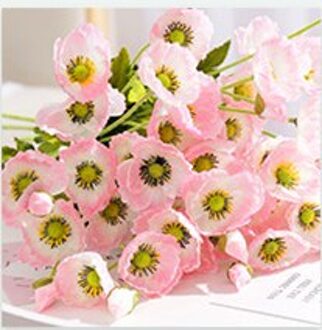 4 Heads/Tak Poppy Zijde Kunstbloemen Partij Decoratie Bloemstuk Bruidsmeisje Boeketten Lange Stem Voor Home Decor roze