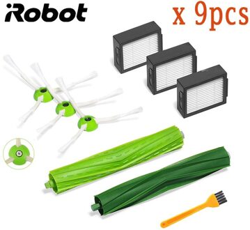 4 * Hepa Filter + 8 * Side Borstel + 4 * Borstel Roll Voor Irobot Roomba I7 E5 E6 ik Serie Robot Stofzuiger Vervangende Onderdelen 9stk
