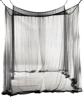 ! 4-Hoek Bed Netting Canopy Klamboe Voor Queen/Kingsize Bed 190*210*240Cm (Zwart)