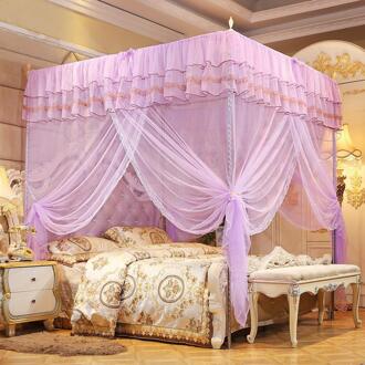 4 Hoeken Post Luxe Prinses Bed Luifel Klamboe Slaapkamer Klamboe Bed Gordijn Canopy Netting Mosquito Paars / 120x200x200cm