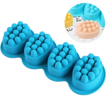 4 Holte Zeep Mold Massage Therapie Silicone Zeep Maken Mal Ovale Diy Maken Gereedschappen Zelfgemaakte Siliconen Zeep Handgemaakte Craft Mold