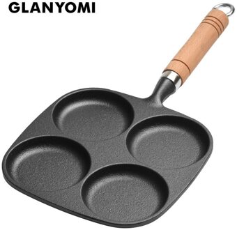 4 Holtes Gietijzeren Pannenkoek Ei Koekenpan Non-stick Ei Fornuis Pan Keuken Gereedschap Kookgerei