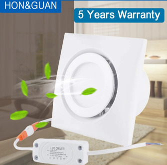 4'' Home Silent Exhaust Fan Ventilation for Bathroom Ceiling Window Wall Mount Air Extractor Built-in 4W LED Light Ventilator