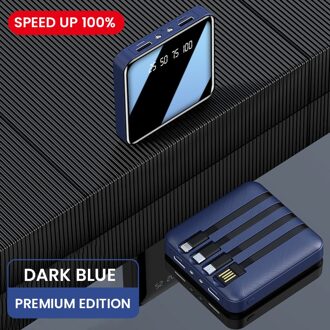 4 In 1 20000Mah Mini Power Bank Voor Iphone 12 Draagbare Oplader Led 10000Mah Poverbank Voor Xiaomi 10 externe Batterij Poverbank blauw / 5200-9999mAh