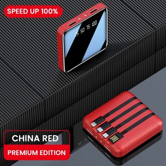 4 In 1 20000Mah Mini Power Bank Voor Iphone 12 Draagbare Oplader Led 10000Mah Poverbank Voor Xiaomi 10 externe Batterij Poverbank rood / 20000mAh