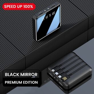 4 In 1 20000Mah Mini Power Bank Voor Iphone 12 Draagbare Oplader Led 10000Mah Poverbank Voor Xiaomi 10 externe Batterij Poverbank zwart / 10000mAh