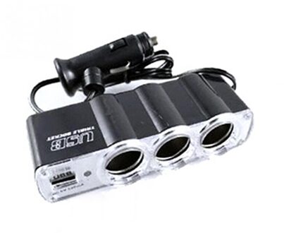4 In 1 3-Socket Auto Sigarettenaansteker 12V-24V Splitter Charger Plug adapter Usb Opladen Poorten Autolader