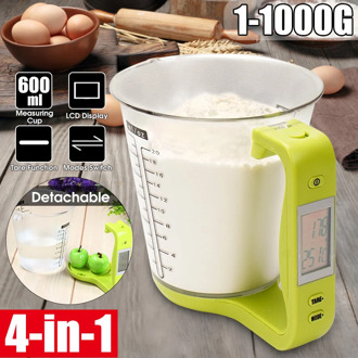 4-In-1 600ml 1kg/1g Measuring Cup Detachable Kitchen Scales Beaker Electronic Food Volume Weight Measurement Tool