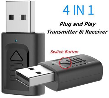 4 In 1 Bluetooth Ontvanger Bluetooth 5.0 Usb 3.5 Mm Bluetooth Aux Bt Audio Ontvanger Zender Draadloze Dongle Voor Auto/Tv/Laptop