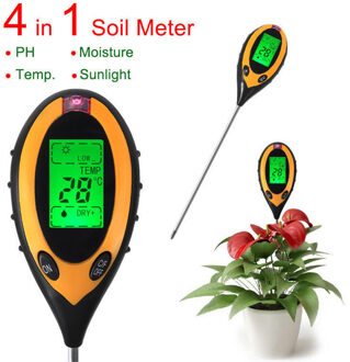 4 In 1 Bodem Water Vocht Ph Meter Temperatuur Luchtvochtigheid Zonlicht Licht Ph Test Tuin Planten Bloemen Vochtige Tester Thermometer