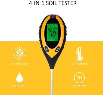 4 In 1 Digitale Vochtmeter Plastic + Aluminium Bodem Water Ph Temperatuur Zonlicht Licht Vochtigheid Meter Bodem Hygrometer Goud