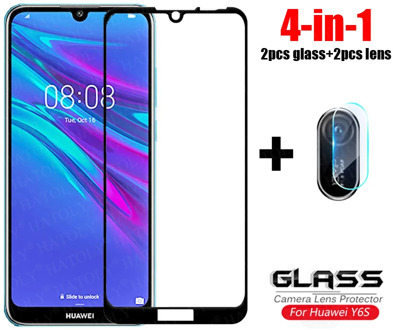4-in-1 For Glass Huawei Y6S Tempered Glass Y5 Y6 S Y9S Y9a Y7a Camera Lens Screen Protector Full Cover Glass for Huawei Y6S 2020