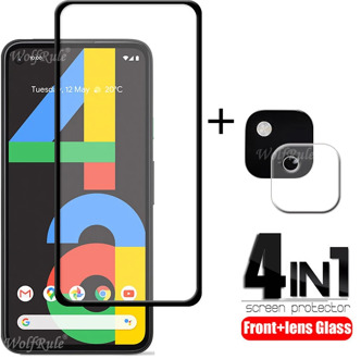 4-in-1 For Google Pixel 4a Glass For Google Pixel 4a Tempered Glass Full Glue HD Screen Protector For Google Pixel 4a Lens Glass