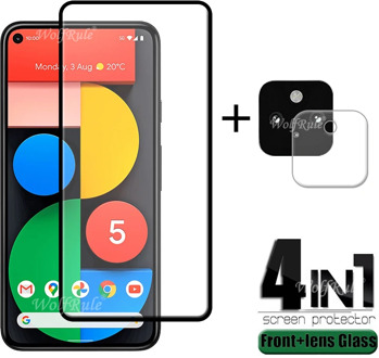 4-in-1 For Google Pixel 5 Glass For Google Pixel 5 Tempered Glass Full Glue HD Screen Protector For Google Pixel 5 4A Lens Glass