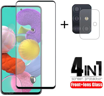 4-in-1 For Samsung Galaxy A51 Glass For Samsung M21 Tempered Glass Full Glue Screen Protector For Samsung M51 A51 A71 Lens Glass