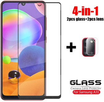 4-in-1 For Samsung Galaxy M31 Glass M51 M21 A51 A01 A31 A41 A71 Tempered Glass Camera Lens Screen Protector Glass Samsung A21S