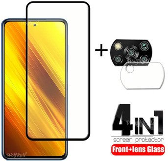 4-in-1 For Xiaomi Poco X3 Glass For Poco X3 Tempered Glass Protective Full Screen Protector For Poco M2 F2 Pro X2 X3 Lens Glass