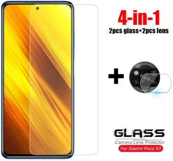 4-in-1 Glass on Poco X3 Tempered Glass For Xiaomi Redmi Note 9S 8 9 Pro Camera Lens Screen Protector Film For Xiaomi Poco X3 NFC
