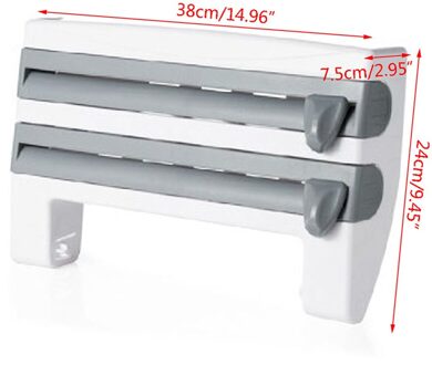 4 In 1 Keuken Organisator Papieren Handdoek Houder Vershoudfolie Snijden Houder Sauceshelf blauw