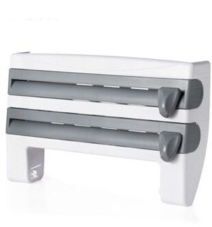 4 In 1 Keuken Organisator Papieren Handdoek Houder Vershoudfolie Snijden Houder Saus Fles Tin Folie Papier Opbergrek Keuken plank grijs