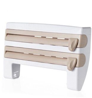 4 In 1 Keuken Organisator Papieren Handdoek Houder Vershoudfolie Snijden Houder Saus Fles Tin Folie Papier Opbergrek Keuken plank khaki