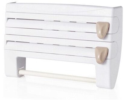 4 In 1 Keuken Organisator Papieren Handdoek Houder Vershoudfolie Snijden Houder Saus Fles Tin Folie Papier Opbergrek Keuken plank wit