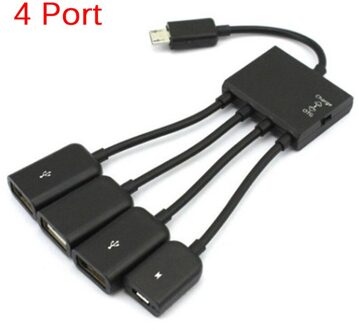 4 in 1 Micro USB Host OTG Lading Hub Cord Adapter Splitter voor Android Smartphones Tablet Zwart Kabel