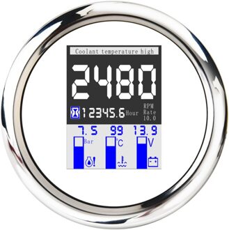 4 In 1 Motorfiets Gauge Digitale Toerenteller Tacho Urenteller 9-32V Voltmeter Water Temp Oliedruk Urenteller voor Auto Marine Boot 4 IN 1 WS