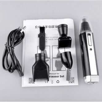 4 In 1 Oplaadbare Clipper Haar Maaier Trimmer Wenkbrauwen Mannen Baard Scheerapparaat Kapsel Machine Kapsel Snijder Professionele 3-in-1-plug