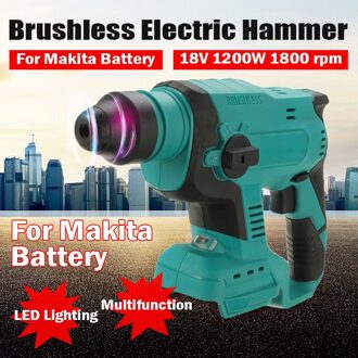 4 In 1 Oplaadbare Elektrische Klopboormachine Boorhamer Brushles Cordless Hamer Elektrische Boor Voor 18V Makita Lithium Batterij