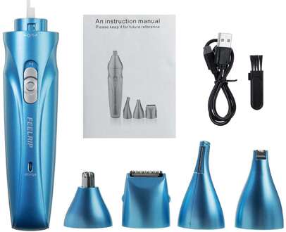 4-In-1 Oplaadbare Tondeuse Elektrische Tondeuse Neus Haar Snijmachine Met Draaibare Kop Man Vrouw razor Remover Kit Blauw
