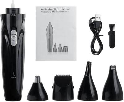 4-In-1 Oplaadbare Tondeuse Elektrische Tondeuse Neus Haar Snijmachine Met Draaibare Kop Man Vrouw razor Remover Kit zwart
