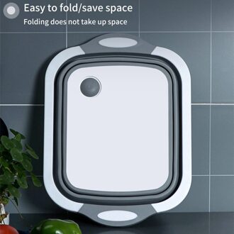 4 In 1 Opvouwbare Snijplank Mand Inklapbare Schotel Bad Met Aftappen Plug Vergiet Fruit Groenten Wassen Afvoer Gootsteen Opslag