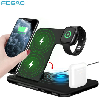 4 in 1 Qi 15W Fast Wireless Charger For iPhone 12 11 XS XR 8 X 3 in 1 Wireless Charging Station For Apple Watch SE 6 Airpods Pro