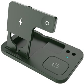 4 In 1 Qi Draadloze Oplader Stand Draadloze Oplader Snel Opladen Voor Apple Horloge 6 5 4 3 21 se/Airpods Pro/Iphone 12 11 Xs Xr groen