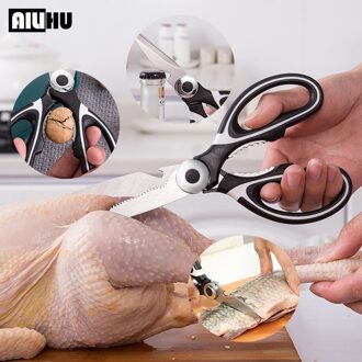 4-In-1 Rvs Keuken Accessoires Kip Bot Schaar Kurkentrekker Schubben Schraper En Notenkraker Koken Gadgets