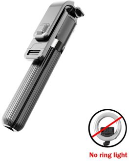 4 In 1 Selfie Ring Licht Draadloze Bluetooth Selfie Stok Mini Statief Handheld Uitschuifbare 3 Niveaus Licht Selfie Stok Met remote zwart