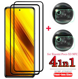 4 in 1 Tempered Glass For Xiaomi Poco X3 NFC Screen Protector & Camera Lens Cover Explosion proof Protectors For Poco X3 NFC