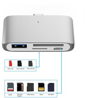 4 In 1 Type-C Kaartlezer Handig U Schijf Mobiele Telefoon Otg Hub Multifunctionele Hoge Snelheid Kaart reader