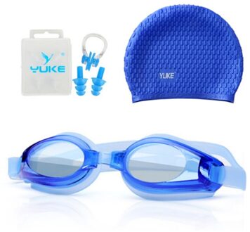 4 In1 Zwembril Caps Oor Plug Neus Clip Set Waterdichte Zwembad Hoed Duiken Brillen Gevallen Masker Meisje Jongen Zwemmen bril