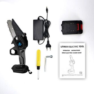 4 Inch 1000W Mini Elektrische Zaag 128Vf Lithium Kettingzaag Draagbare One-Handed Elektrische Snoeizaag Voor Tuin Hout werken/Cutter zwart whit 1 accu