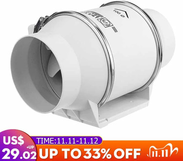 4 Inch Extractor Fan Low Noise Inline Duct Hydroponic Air Blower Fan Exhaust Fan for Home Bathroom Grow Room Ventilation Vent