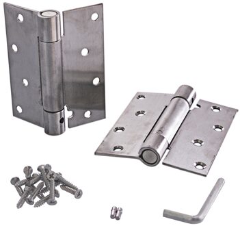 4 Inch Rvs Automatische Sluiting Single Action Zilver Lente Deur Scharnieren Verstelbare Spanning Pack Van 2