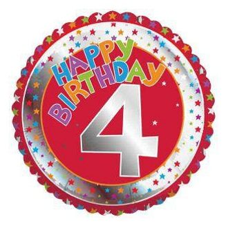 4 jaar helium ballon Happy Birthday Multi