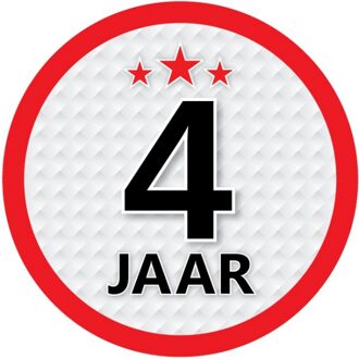 4 jaar leeftijd sticker rond 15 cm - 4 jaar verjaardag/jubileum versiering