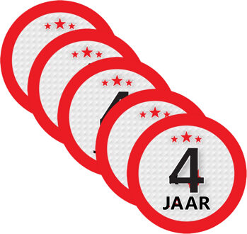 4 jaar leeftijd verjaardag sticker - 10x - rond - Dia 9 cm - 4 jaar jubileum - versiering