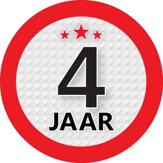 4 jaar leeftijd verjaardag sticker - rond - Dia 9 cm - 4 jaar jubileum - versiering Multi