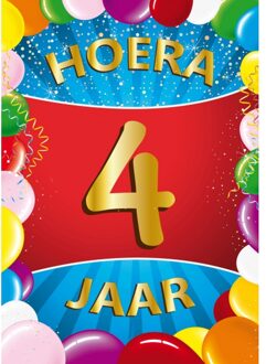 4 jaar mega deurposter 59 x 84 cm leeftijd verjaardag feestartikelen - Feestposters Multikleur