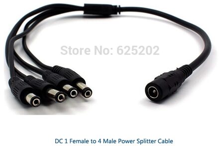 4 Kanaals Power Kabel Splitter Voor Secuirty System Camera Voor DC 1 Vrouw tot 4 Male Connector 2 stuks